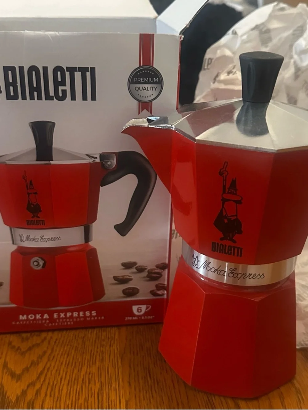 Bialetti Moka Express Red Stovetop Espresso Maker - 6 Cup - Picture 3 of 7